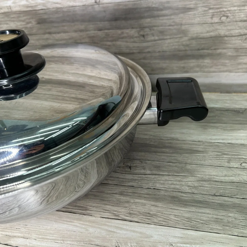 Kitchen Craft West Bend Wok Stainless Skillet Fry Pan Sauté Pot Lid
